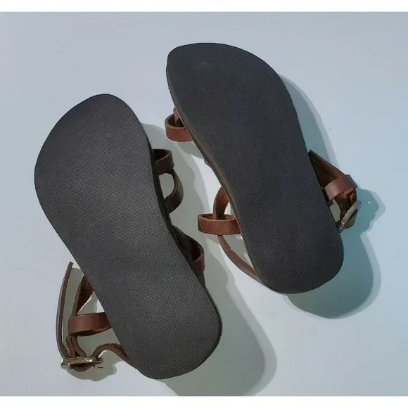 NEW JESUS - 01 SANDALS W HEEL UNISEX HANDMADE LEATHER BROWN NEW W/O BOX Brown - Picture 2 of 9